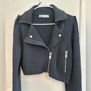 Zara Charcoal Women's Leather Jacket